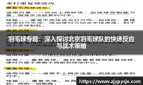 羽毛球专题:深入探讨北京羽毛球队的快速反应与战术策略
